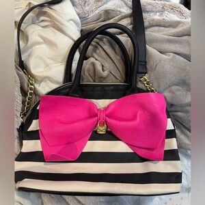Betsey Johnson cute bow pink and striped purse